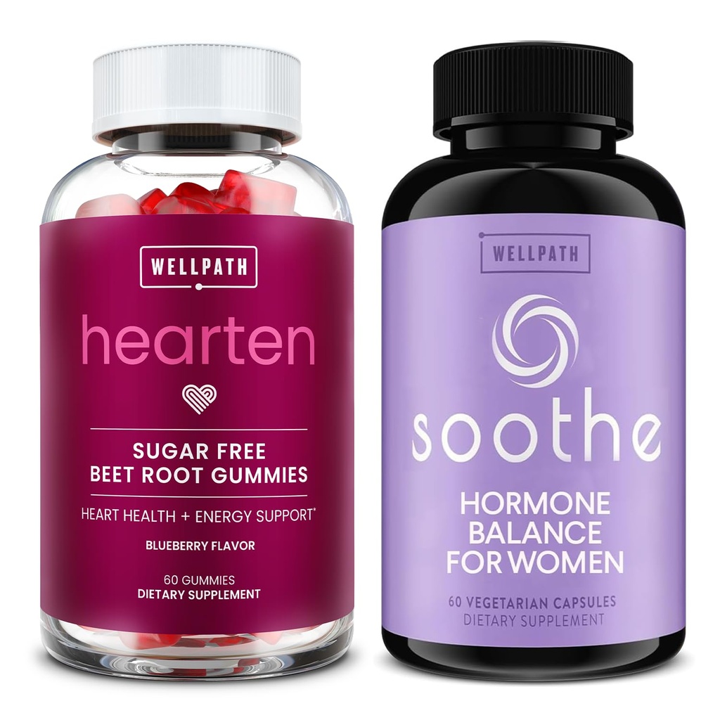 WellPath Beet Root Gummies (sans sucre) 1500 mg – Blueberry Flavor pour le soutien de la pression artérielle et Soothe Hormone Balance pour les femmes + Cortisol Manager, 60 Ct