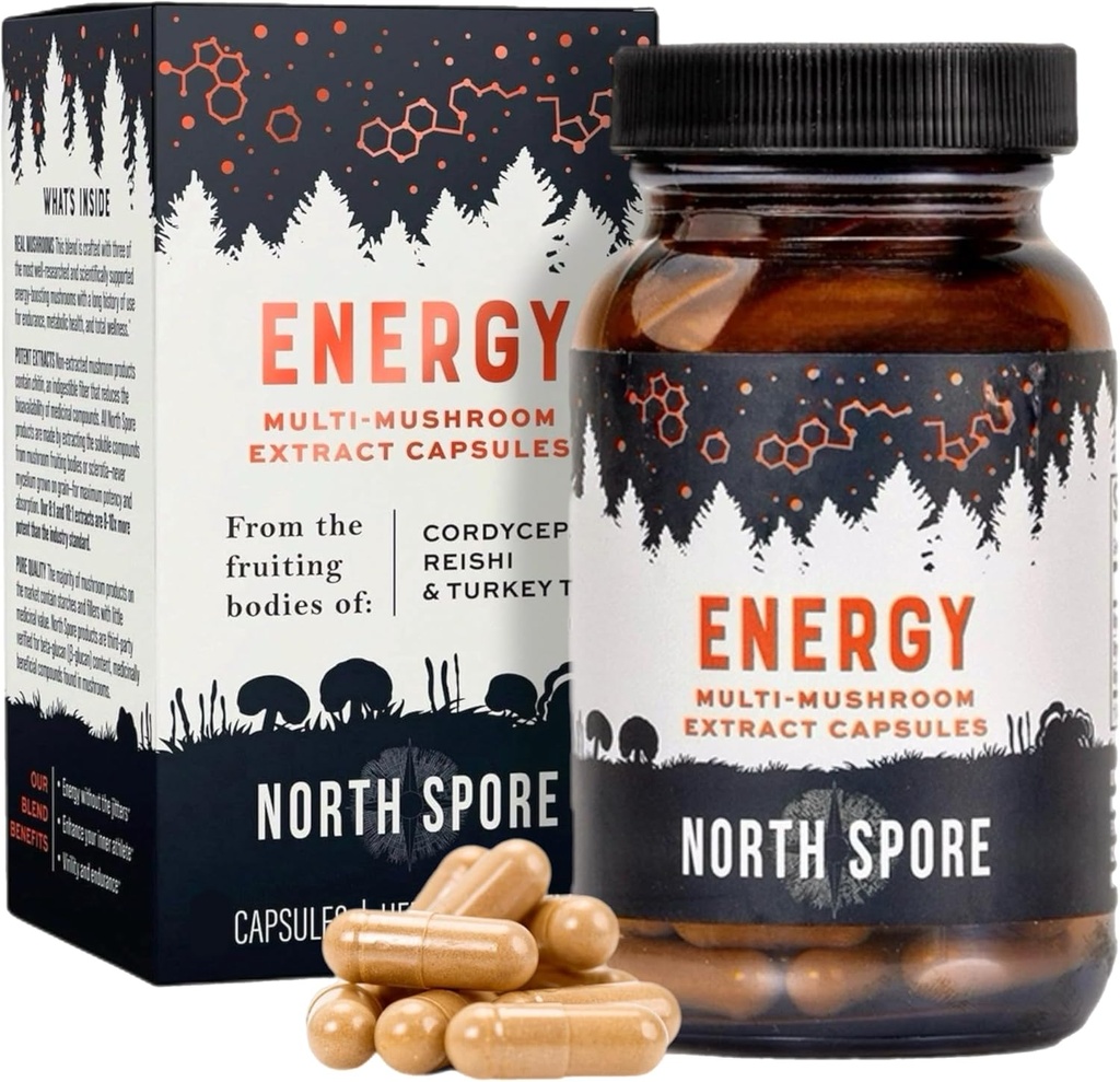 Bio “Energie” Pilz Extrakt Kapsel Ergänzung | Stamina & Endurance | Cordyceps, Reishi, Türkei Tail | 100% Fruchtkörper Extrakte | Vegan, Non-GMO | Made in USA - 120ct