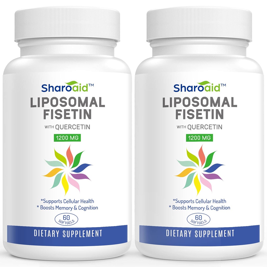 Liposomal Fisetin mit Quercetin-Ergänzungen 1200 mg pro Servierung, Hohe Absorption Polyphenole Antioxidantien für Frauen,Men,Non-GMO,Gluten-Free,2 Flaschen-120 Softgele