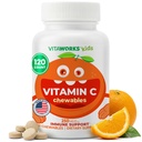 Kinder Vitamin C Kautabletten 250mg - Vegan, GMO-frei, Glutenfrei, Nüssefreie Vitamine - Nahrungsergänzungsmittel für Immununterstützung - für Kinder - 120 Kaumittel