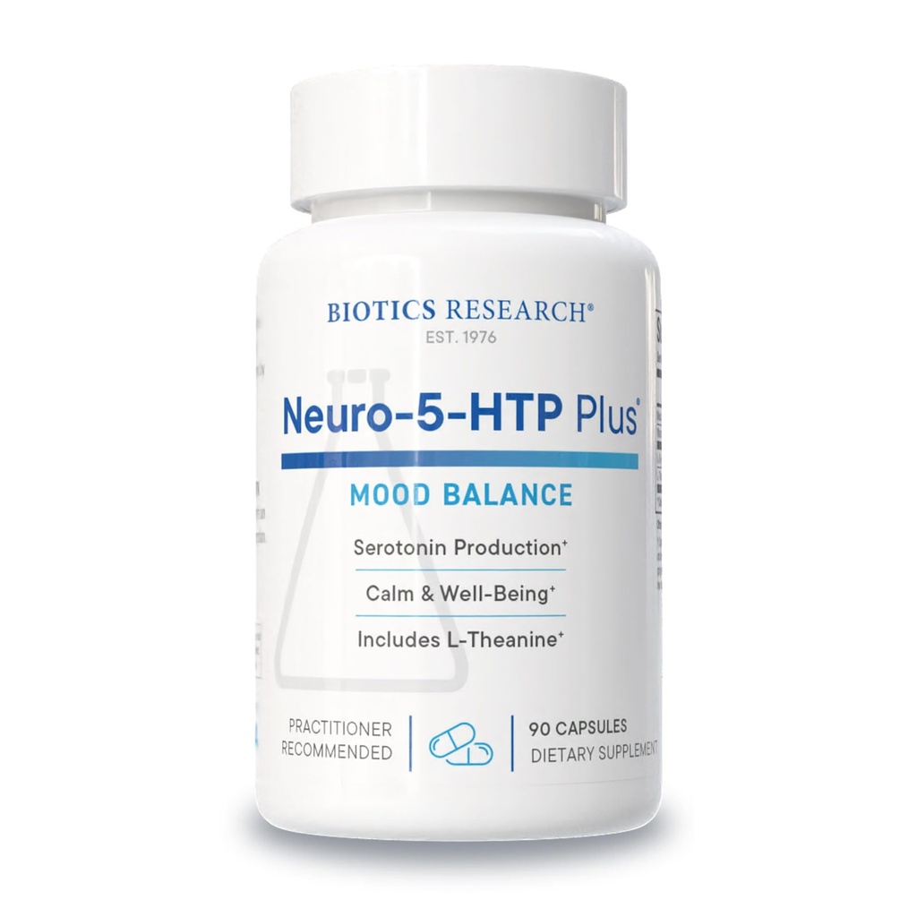 Biotics Research Neuro 5 HTP Plus Neurologischer Support, Calm Brain Aktivität, Gesunde Schlafmuster, Gesamt-Sense von Wohlbefinden, fördert Entspannung, Serotonin Precursor, L Theanine, 90 Kapseln