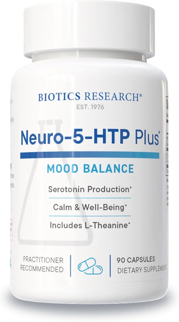 Biotics Research Neuro 5 HTP Plus Neurologischer Support, Calm Brain Aktivität, Gesunde Schlafmuster, Gesamt-Sense von Wohlbefinden, fördert Entspannung, Serotonin Precursor, L Theanine, 90 Kapseln