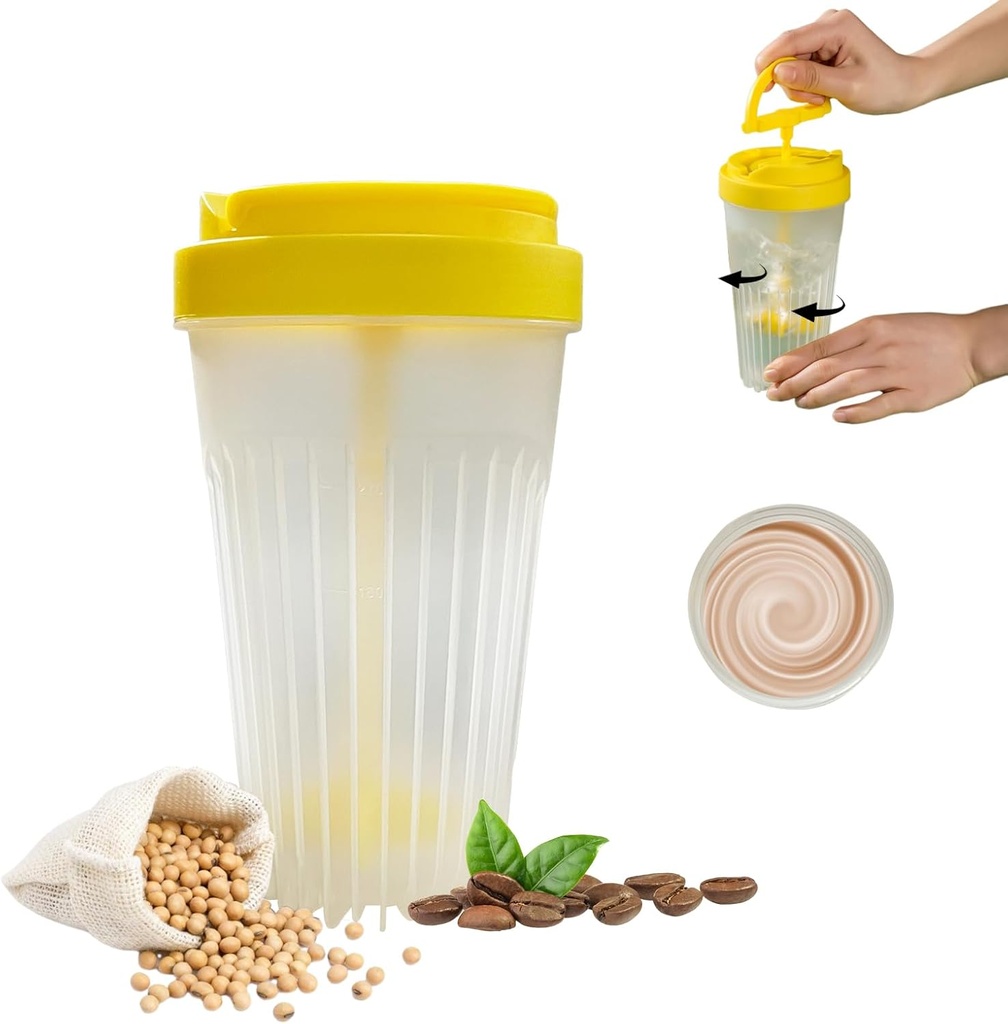 MIUPOO Rührflasche,Durable Stir Cup for Stirring Beverage,Small Blender Shaker Bottle,Reusable Coffee Cup Geeignet für Mixing Kaffee, Protein Shakes, Smoothies, Pre Exercise Supplements und Getränke