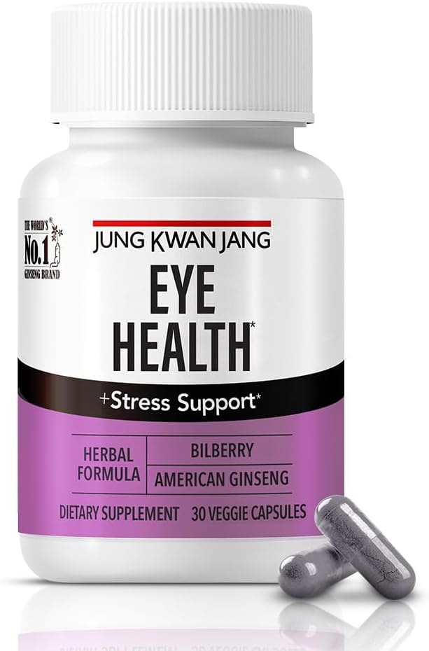 JUNG KWAN JANG Eye Health Support mit Bilberry (166mg) und American Ginseng (143mg) für Vision Care, Reduzierte Eye Strain, kognitive Unterstützung, 30 Kapseln für Männer und Frauen