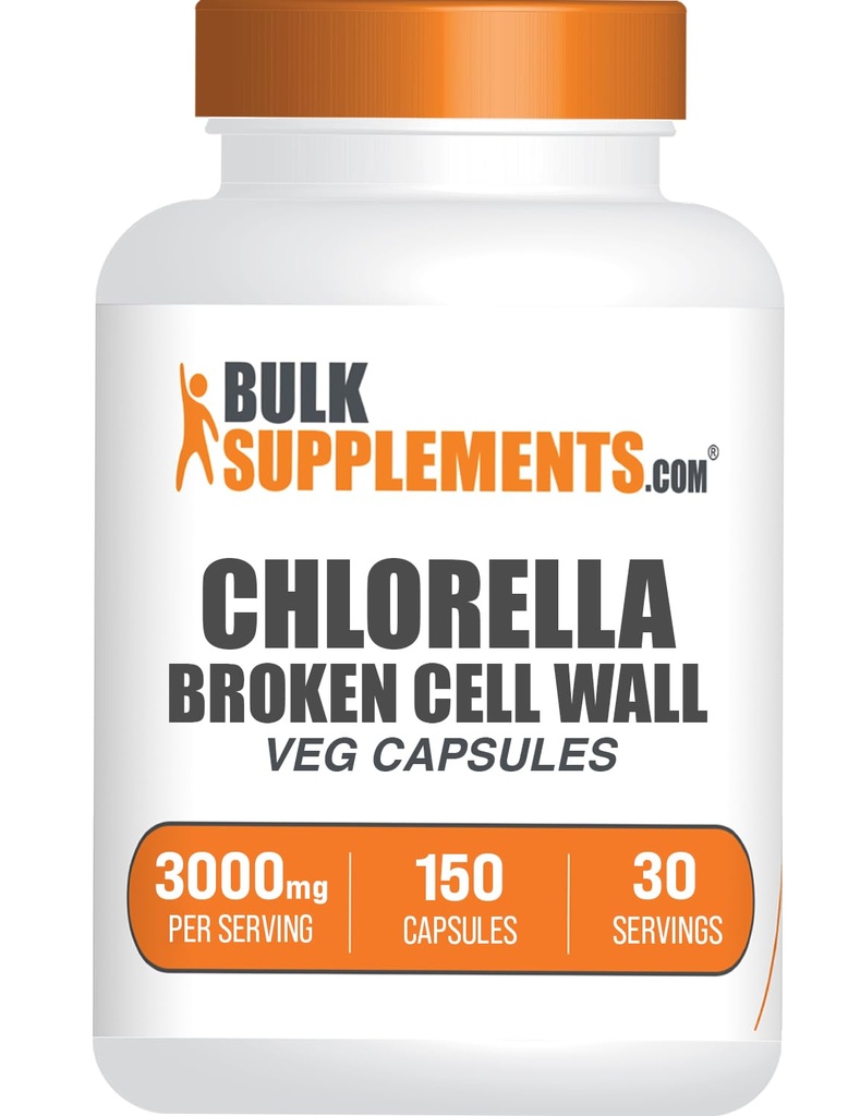 BulkSupplements.com Chlorella Kapseln - Gebrochene Zellwand, Chlorella Supplement - Superfood-Ergänzung, Vegan & Glutenfrei, 5 Kapseln pro Servierung, 150 Zähler (Pack von 1)