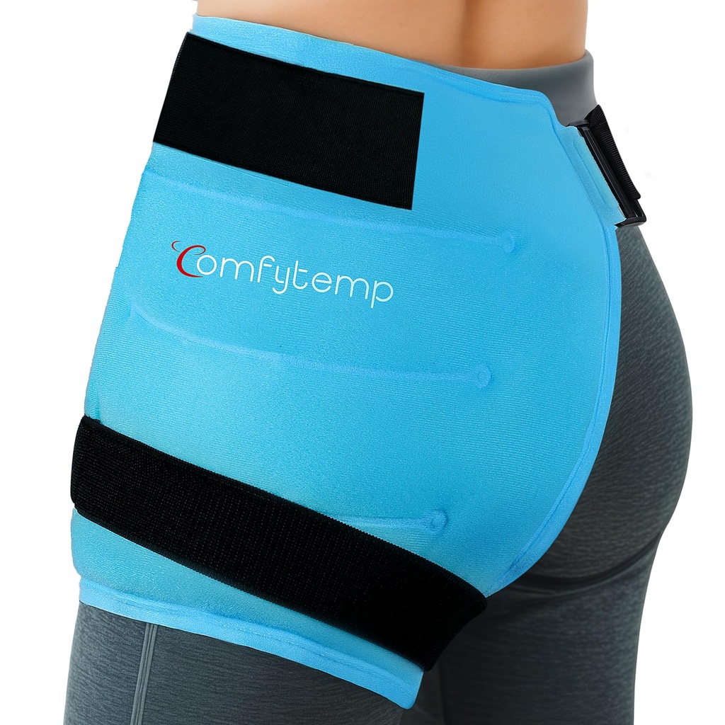 Comfytemp Hip Ice Pack Wrap for Hip Pain Relief, Sciatica, Blue (S/M) | FSA Eligible HSA, Gel Ice Packs for Injuries Reusable, Hip Replacement Kit After Surgery, Hot Cold Compress for Hip Bursitis