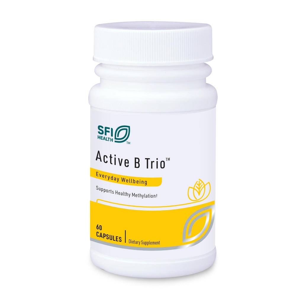 Klaire Labs SFI Health Active B Trio - Methylierter Vitamin B-Komplex mit B6, B12 & Folate - Bioaktive Vitamine für eine verbesserte Absorption - Förderung gesunder Energie und Kognition (60 Kapseln)