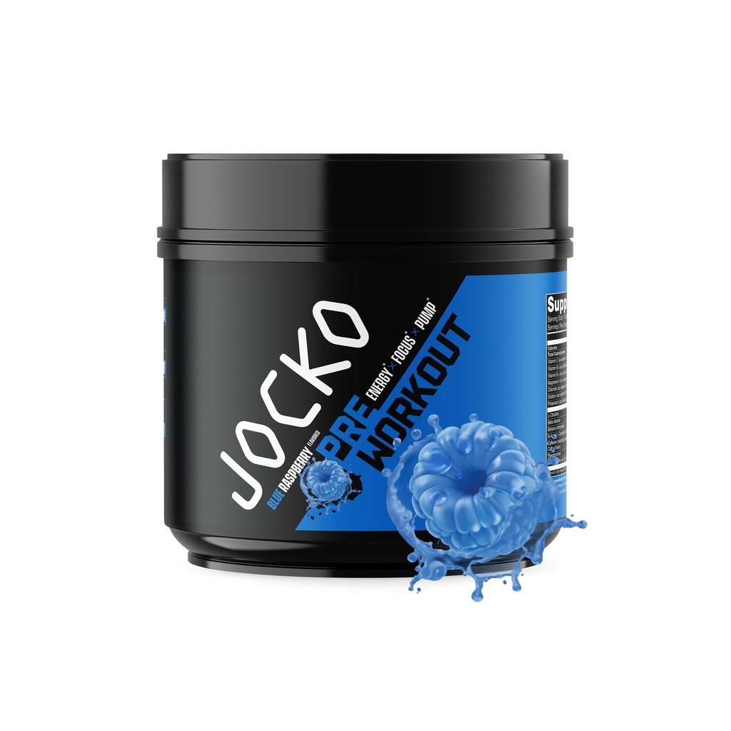 Jocko Carburant Ultimate Pre Workout Powder - Pré-entraînement énergie boisson en poudre pour les hommes et les femmes - haute Stim sans sucre sans mélange nootropique pour soutenir la pompe musculaire, l'énergie, et la récupération 200mg caféine bleue framboise