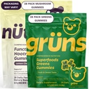 Gruns Superfood Green + New Nütrops Gummy Bundle, Organic Nutritional Supplement 2 x 28 Pack: Multivitamin, Präbiotika, Adaptogene + Nootropic Pilz Kräuterergänzung zur Unterstützung Mood, Fokus, Gut
