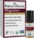 Forces de la nature Natural, Organic Migraine Pain Relief Topic Roll-on, soutient Prodrome, Aura, Céphalées, Fatigue, Light and Sound Sensibility, Nausées associées aux migraines, Non-OGM, 0,14 Fl Oz