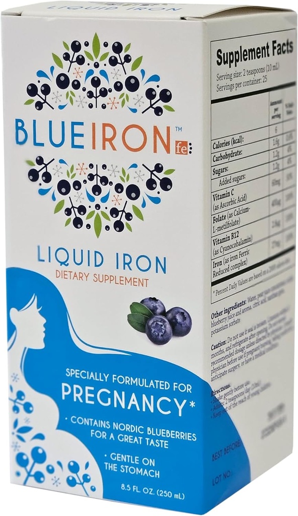 Prägnancy Liquid Mineral Supplement, Eisen, Hergestellt mit nordischen Blaubeeren aus Finnland für einen großen Geschmack, Voll von fettfreien Antioxidantien, 8,5 fl oz
