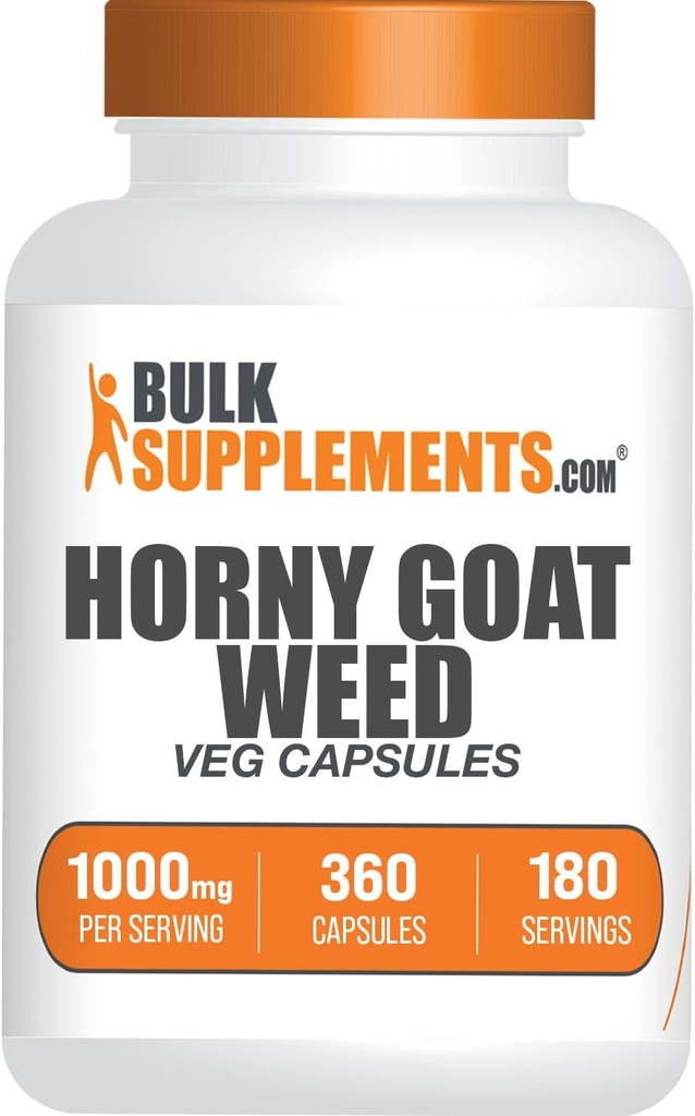 BulkSupplements.com Horny Goat Weed Capsules - Epimedium Extract, Horny Goat Weed Herbal Supplements - Vegan, 2 Kapseln pro Servieren (1000mg), 360 Veg Kapseln (Pack von 1)