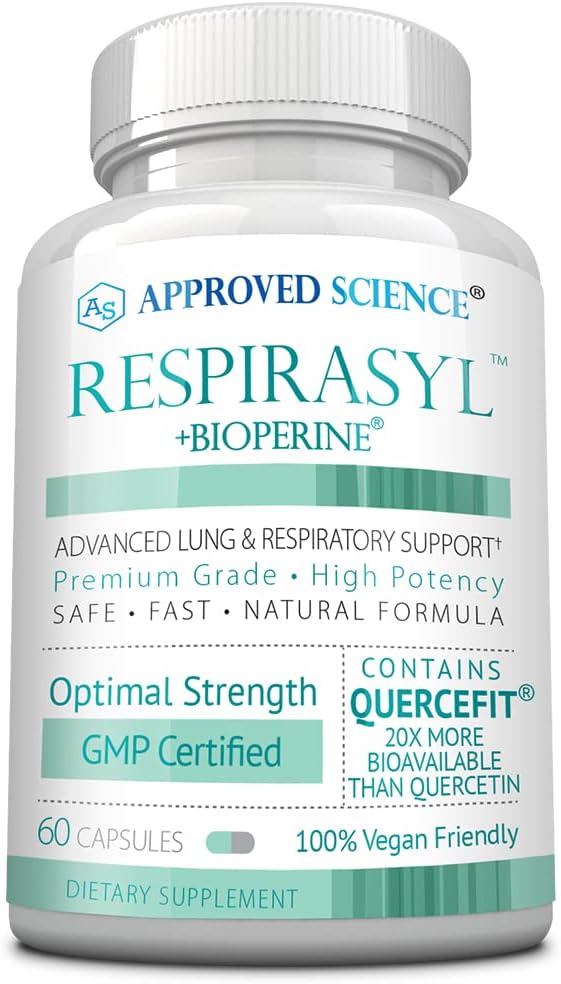 Genehmigte Science® Respirasyl - Lung and Respiratory Support - mit Quercefit, Vitamine A,C,D, BioPerine - 60 Kapseln - Made in USA