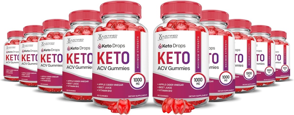 (10 Pack) Keto Drops Keto ACV Gummies Advanced Formula 1000MG Keto Drops Keto Gummies Apfel Apfelegar Formuliert mit Granatapfel-Essigpulver B12 Vegan Non GMO 300 Gummys