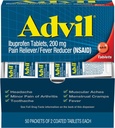 Advil Ibuprofen, 200mg (50 Packets of 2 Coated Tablets) 50 ea (Pack of 3)