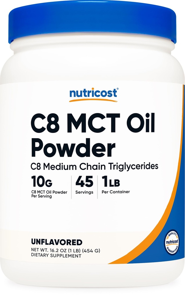 Nutricost C8 MCT Poudre d'huile 1LB (16,2 oz) - 95% C8 MCT Poudre d'huile