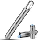 TISUR Small Titan Pille Case,Keychain Pille Halter, Tragbare Pille Box Container,Travel Pille Organizer wasserdicht Metall Pille Fob Bottle,Removable Compartment (Gray Titanium Large -3.26 Zoll)