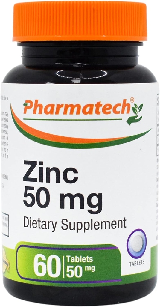 Zink 50 mg, Immununterstützungsergänzung, Elemental Zink Chelat Gluconate, Mineral Antioxidans für Mann und Frau Gesundheit, Akne, leicht zu schlucken, 60 Tabletten
