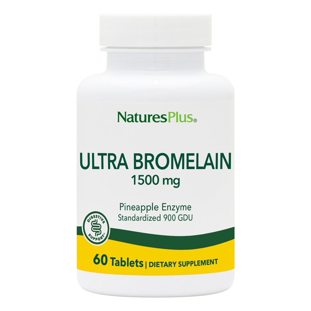 NaturesPlus Ultra Bromelain - 60 Tabletten - 1500 mg Ananas Bromelain - Bietet Gelenkunterstützung und fördert Verdauungsgesundheit - 60 Servierungen