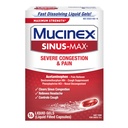 Mucinex Sinus-Max Concentration maximale Congestion sévère et douleur Gels liquides, 16ct