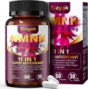 11-in-1 NMNH (dihydronicotinamide mononucléotide), 600mg par portion, supplément NAD+ avec resvératrol, CoQ10 pour soutenir NAD+ Niveaux, Supplément NMNH pour l'anti-âge, compte 60, 30 jours d'approvisionnement-119