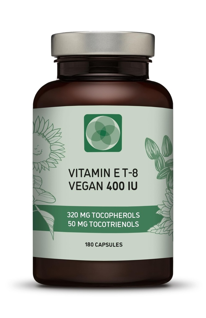Vitamine E - Tous les 8 Tocophérols + Tocotriénols 400 UI Vegan - Alpha Tocophérol/Tocotriénol + Beta Tocophérol/Tocotriénol + Gamma Tocophérol/Tocotriénol + Delta Tocophérol/Tocotriénol (180)