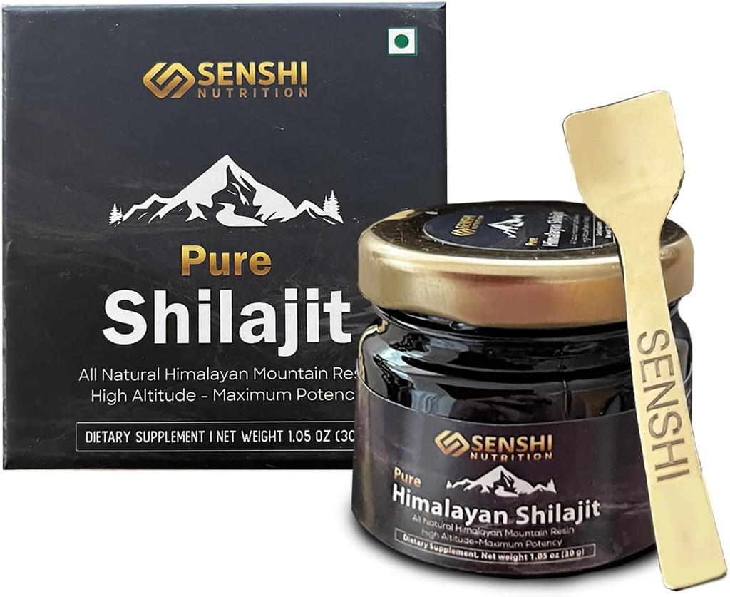 Shilajit - All Natural Maximum Potency Himalayan Mountain Resin from High Altitude - 100% reine Shilajit mit Fulvic Acid & 85+ Trace Minerals Complex - 1 oz / 30 g mit freiem Spoon Included