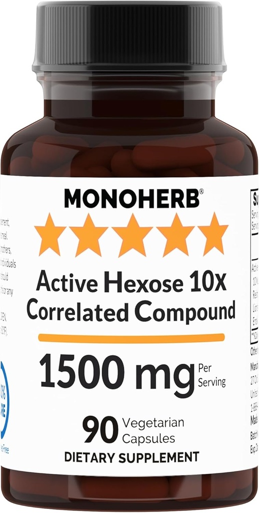 MONOHERB Hexose actif 10x Composé cordépendant, 1500 mg - 30 portions - 90 capsules 500 mg par gélule