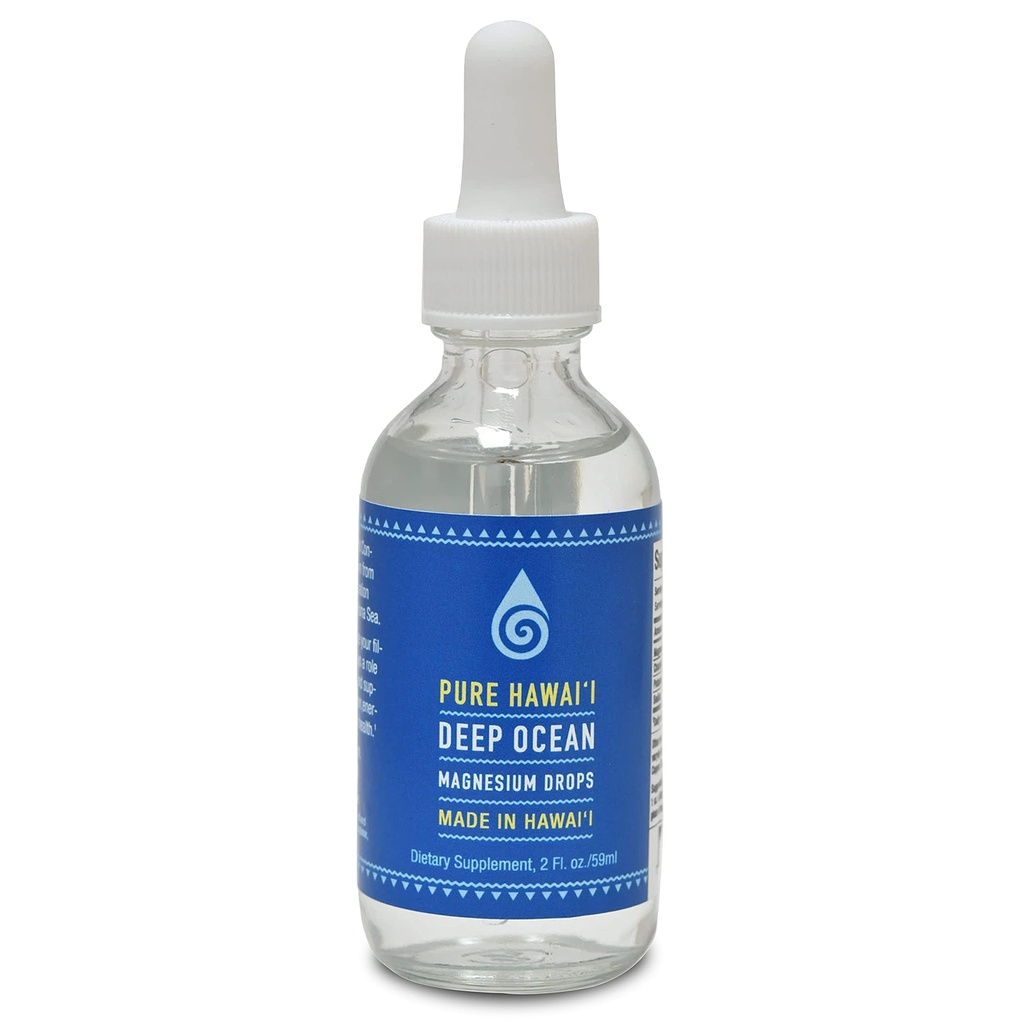 Pure Hawaii Deep Ocean Magnesium Tropfen – Made in Hawaii – mit anderen Trace Minerals – leicht zu nehmen Flüssigkeit 2 Fl. Oz. – Aids in Brain, Mood. Muskel, Nerven, & Herz-Kreislauf-Gesundheit