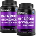 6-in-1 Organic Maca Root Ashwagandha Capsules 1710mg mit DHEA und Black Pepper Fruit Extract für Damen und Herren - Schwarze Maca Ergänzung für Stamina, Knochen und Mood Unterstützung Supplement, 120ct (Pack von 2)