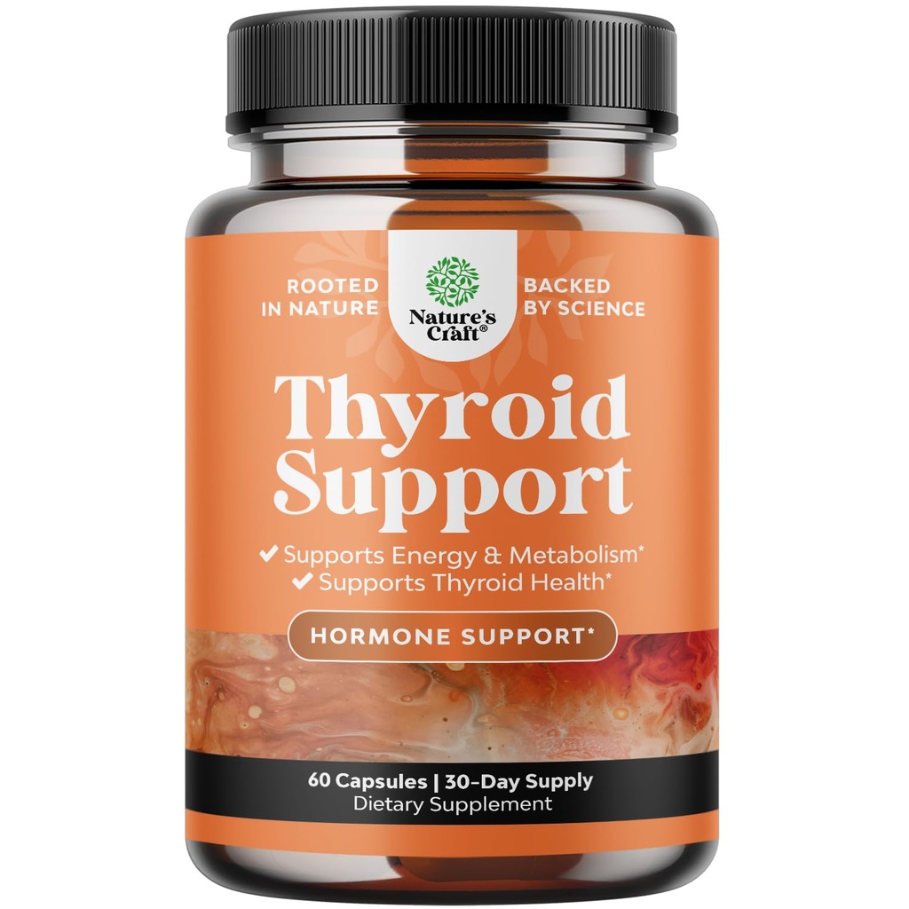 Complexe de soutien à base de plantes thyroïdiennes - Potent Kelp Iodine supplément avec L Tyrosine, Bladderwrack, Selenium et pur Ashwagandha pour l'équilibre hormonal - Mood & Energy Dietary Pills - 60 Compte