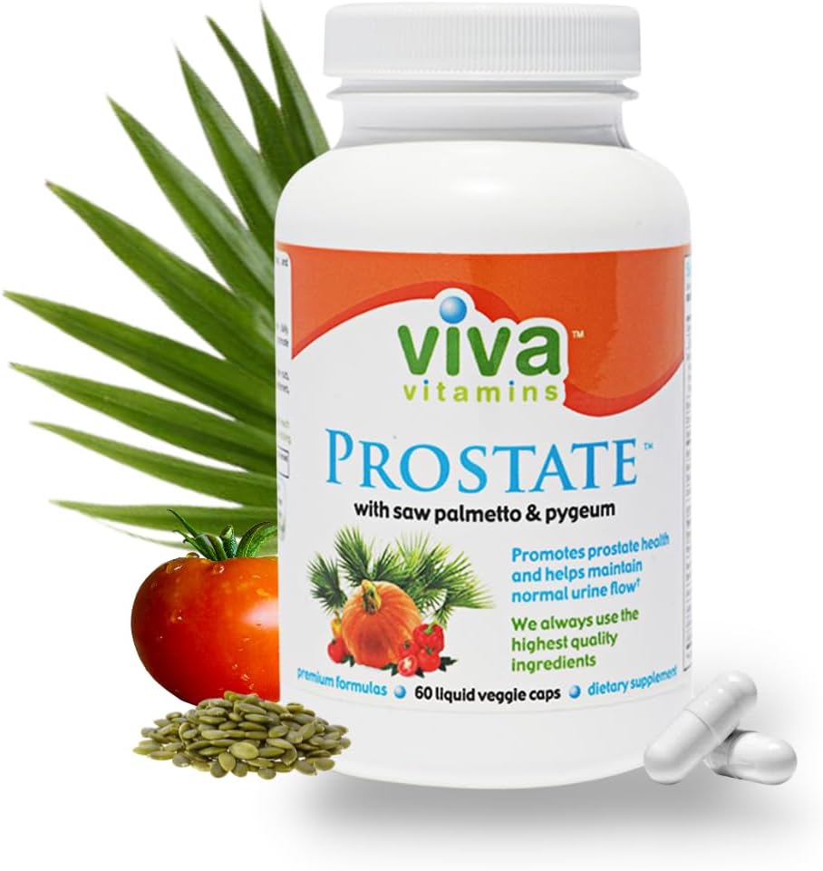 Viva Vitamins Prostate Health Supplements für Männer - mit Pygeum, Kürbis Seed Oil und Saw Palmetto für Männer, Prostata Ergänzungen für Männer, Prostata Formel für Blasengesundheit, 60 Veggie Caps