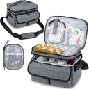 Medicine Storage Bag, Pill Bottle Organizer with Shoulder Strap, Travel Medicine Organizer Box, First Aid Kit with Portable Small Bag, Medication Bottle Organizer Empty Grey