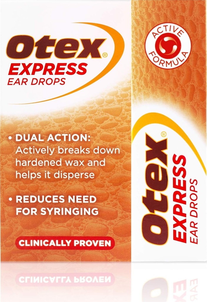 Otex gouttes d'oreille Express pour la cire d'oreille durcie, 10ml