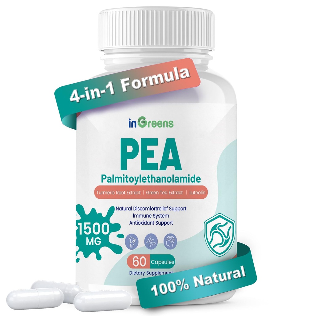 High Potency 4-in-1 Palmitoylethanolamid, 700mg Pea Supplement für Männer und Frauen, Made in USA, 60 Kapseln