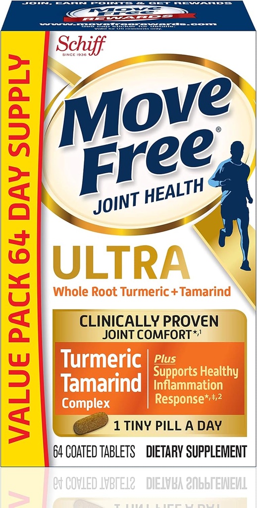 Déplacer gratuitement Curcumine ultra curcuma et Tamarind Joint Support Supplément - Soutient l'inflammation saine et le confort articulaire prouvé cliniquement dans 1 petite pilule, 64 comprimés (64 portions)*