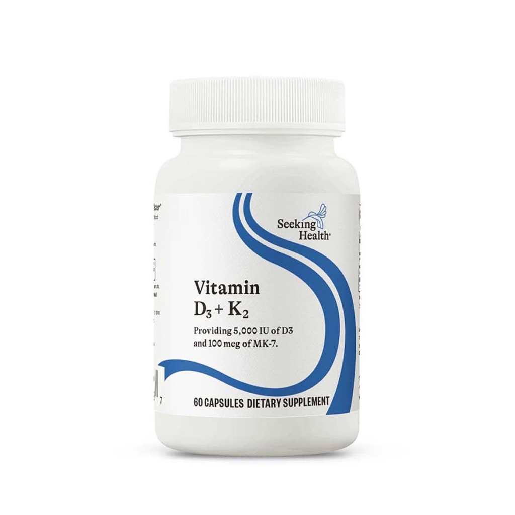 Suche Gesundheit Vitamin D3 + K2 - Immunsystem & Knochen Gesundheit Unterstützung mit Vitamin D3 (Cholecalciferol) & Vitamin K2 (Menaquinone-7) - Vegetarisches Vitamin D & K Supplement - 60 Kapseln