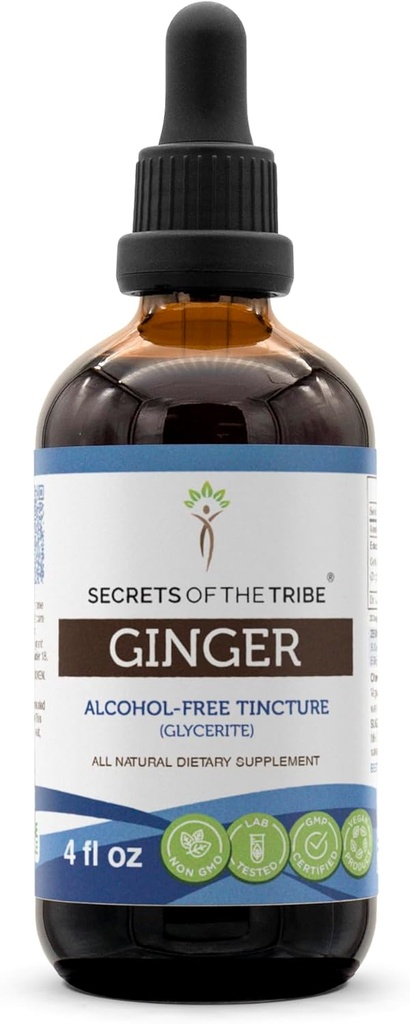 Geheimnisse des Tribe Ginger Tincture Alcohol-Free Extract, Ginger (Zingiber officinale) Getrocknete Wurzel 4 OZ