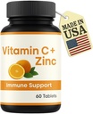LLC Vitamin C Tabletten 1000mg mit Zink – Immununterstützungsergänzung für Erwachsene – Hohe Potenz Antioxidationsmittel – Unterstützt Hautgesundheit und Kälteentlastung – Nicht-GVO, Glutenfrei – 60 Tabletten