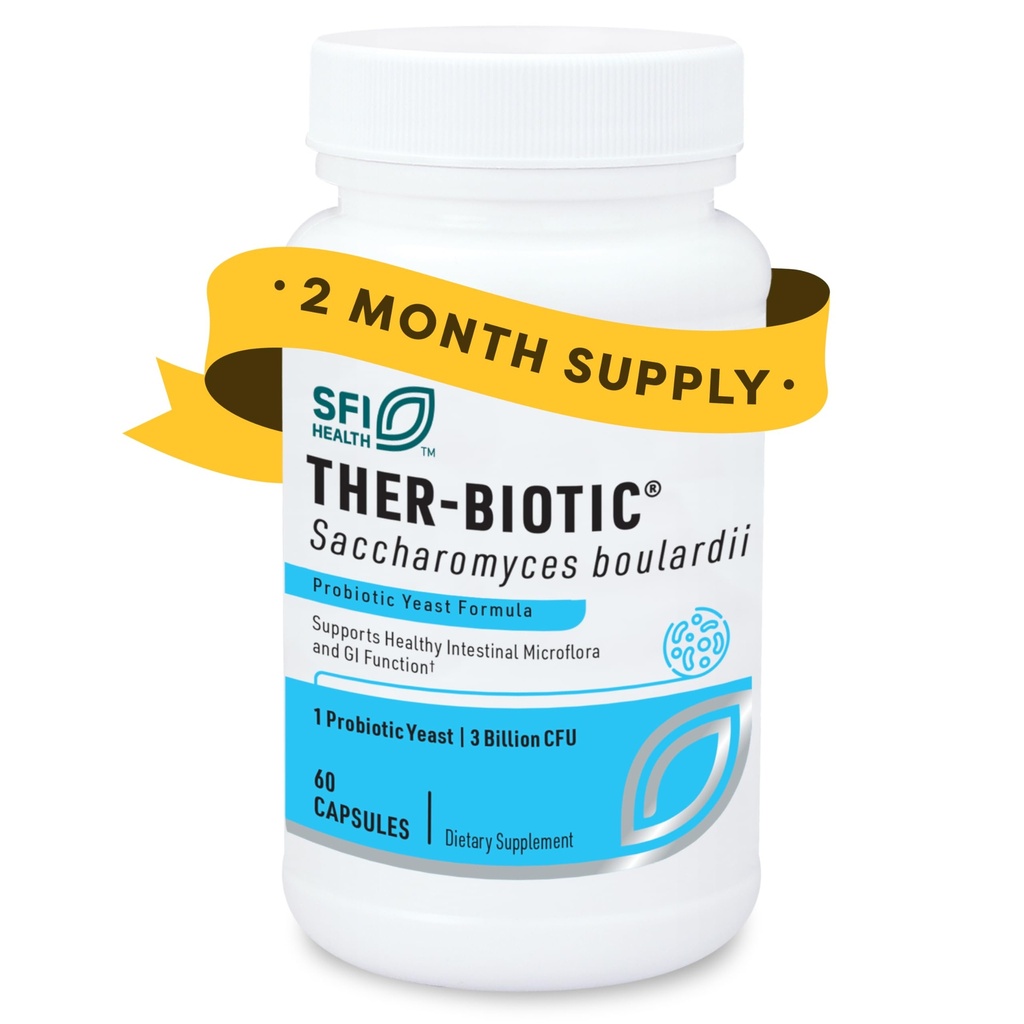 Klaire Labs SFI Health Ther-Biotique Saccharomyces Boulardii Probiotiques pour les femmes et les hommes - S Boulardii Probiotiques pour la santé digestive et le soutien immunitaire - soutient la flore intestinale saine (60 capsules)