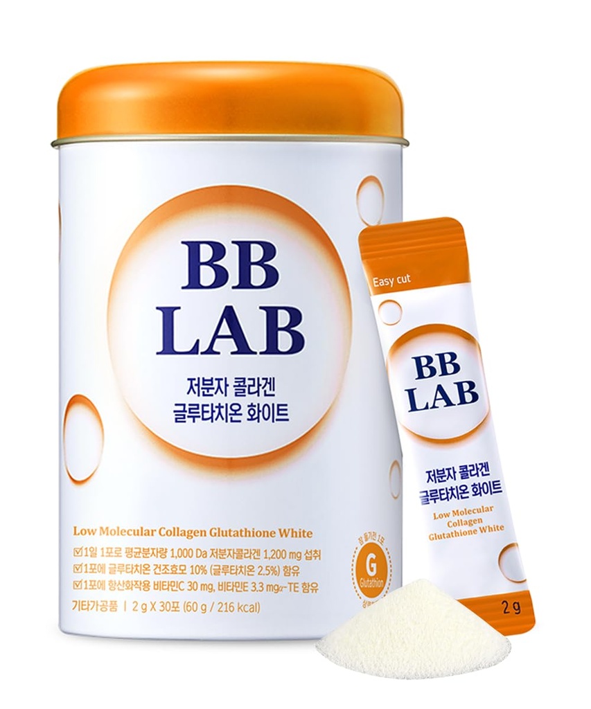 BB LAB Collagen Glutathione Weiß, Niedrige molekulare koreanische Stick-Ergänzung, Fisch Peptide, Vitamin C, Vitamin E, Glutathion, Schnelle Abosorption, Orangengeschmack