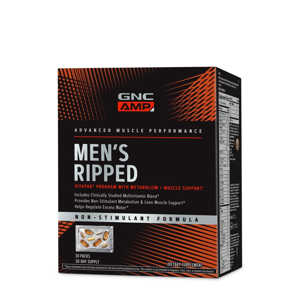 GNC hommes Ripped cliniquement étudié mélange multivitamine, Lean Muscle Support, Non-Stimulant Formule, 30 portions