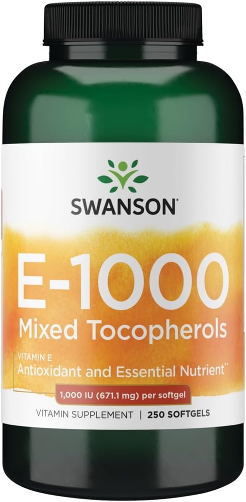 Swanson Vitamine E Tocophérols mélangés 1000 Iu (671,1 Milligrammes) 250 gels