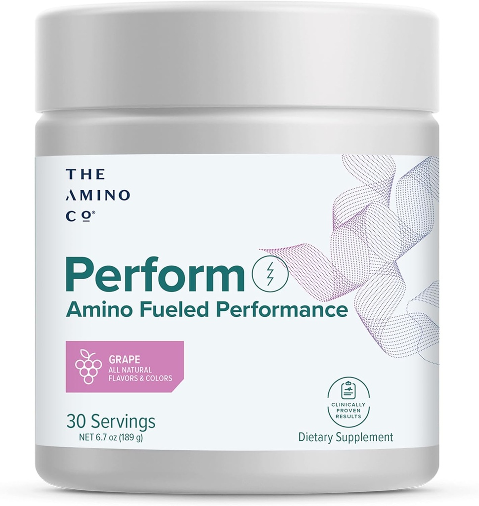 The Amino CO. - Perform Pre Workout Powder Supplement mit Pure EAA Aminosäuren & natürlichem Flavor, Stevia Sweetened Preworkout Energy Boost für Männer & Frauen - Trauben (6.7 oz)