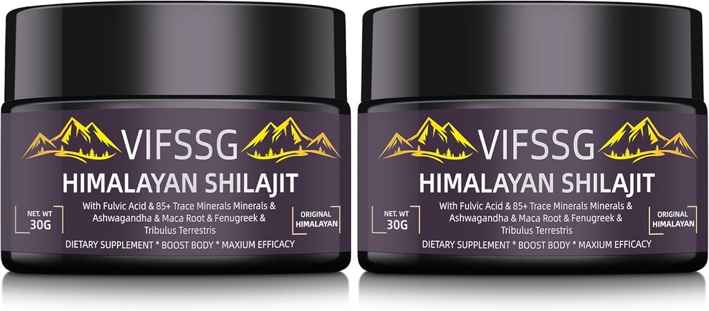 700 Mg Shilajit Supplement, Natural Organic Shilajit Resin Supplement, Shilajit Himalayan Organic, Gold Grade Nature Shilajit mit 4 in-1 Complex for Energy Support, 60 Gramm, 2Pack