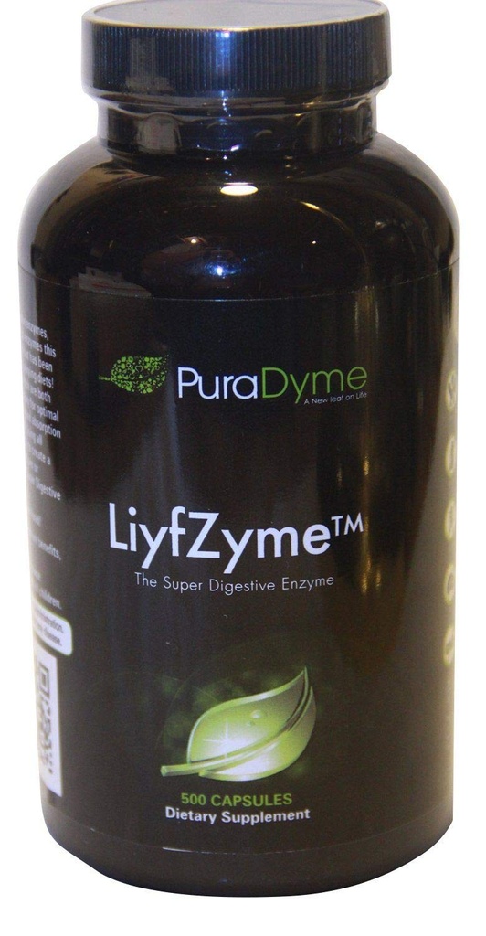 PuraDyme LiyfZyme Pflanzenbasierte Verdauung und Nahrungsergänzung - 500 Veggie Kapseln. von Lou Corona
