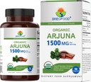 Brieofood Organic Arjuna 1500mg, 45 Servierungen, Vegetarisch, Glutenfrei, 90 Vegetarisches Tablet