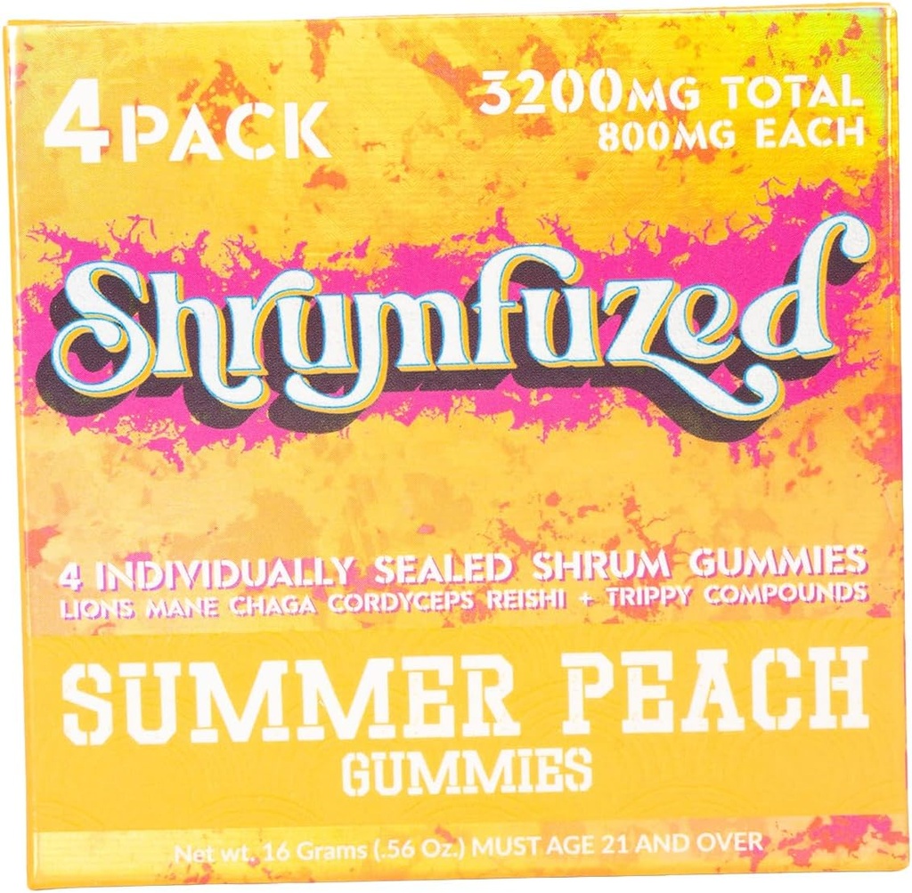 Nootropic Gummy 3200mg - Lion's Mane, Reishi, Chaga und Cordycep Nootropic Tripee Mushroom Blend (4, Sommer Peach)