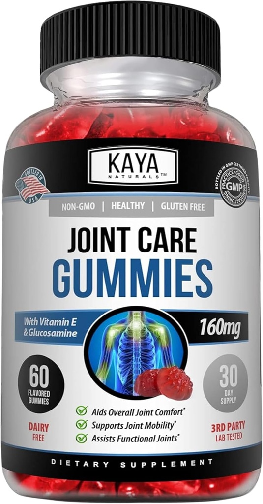 Kaya Naturals Mobility Care Gummis für Rücken, Knie und Hände - Flexibilitätsunterstützung - Glucosamine Gummis beste Immununterstützung für Frauen & Männer - 60 Count