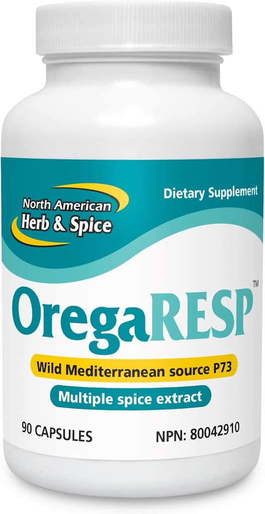 NORTH AMERICAN HERB & SPICE OregaResp - 90 Veggie Kapseln - Immun- & Respiratorische Gesundheit - Cumin, Sage, Oregano Öl - Safe für Kinder & Haustiere, Non-GMO - 90 Servietten